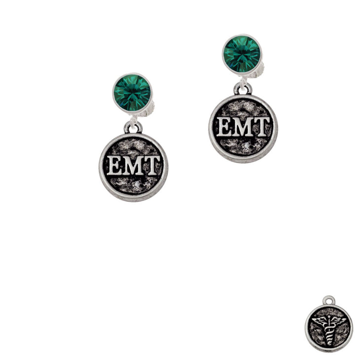 Medical Caduceus Seal - EMT Crystal Clip On Earrings Image 6