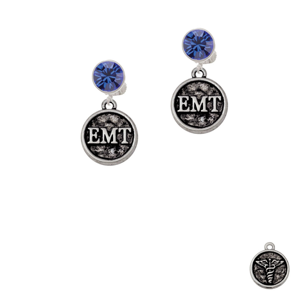 Medical Caduceus Seal - EMT Crystal Clip On Earrings Image 7