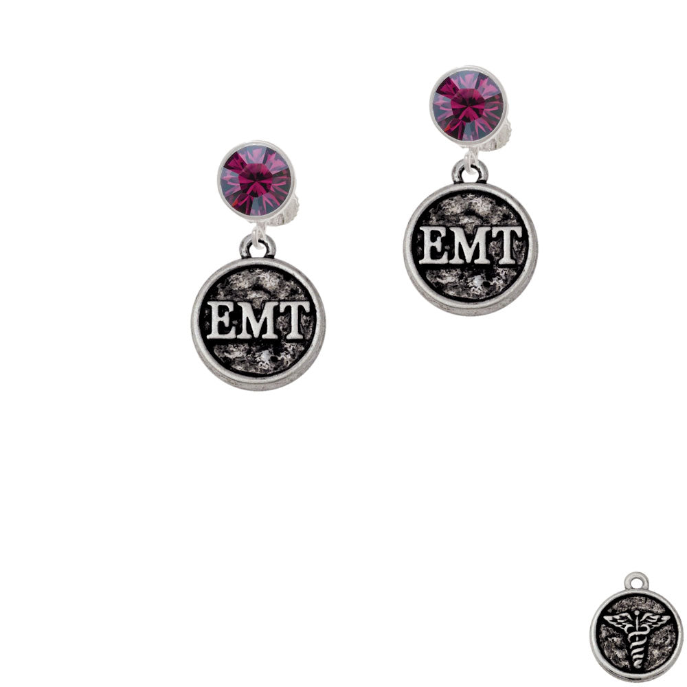 Medical Caduceus Seal - EMT Crystal Clip On Earrings Image 8