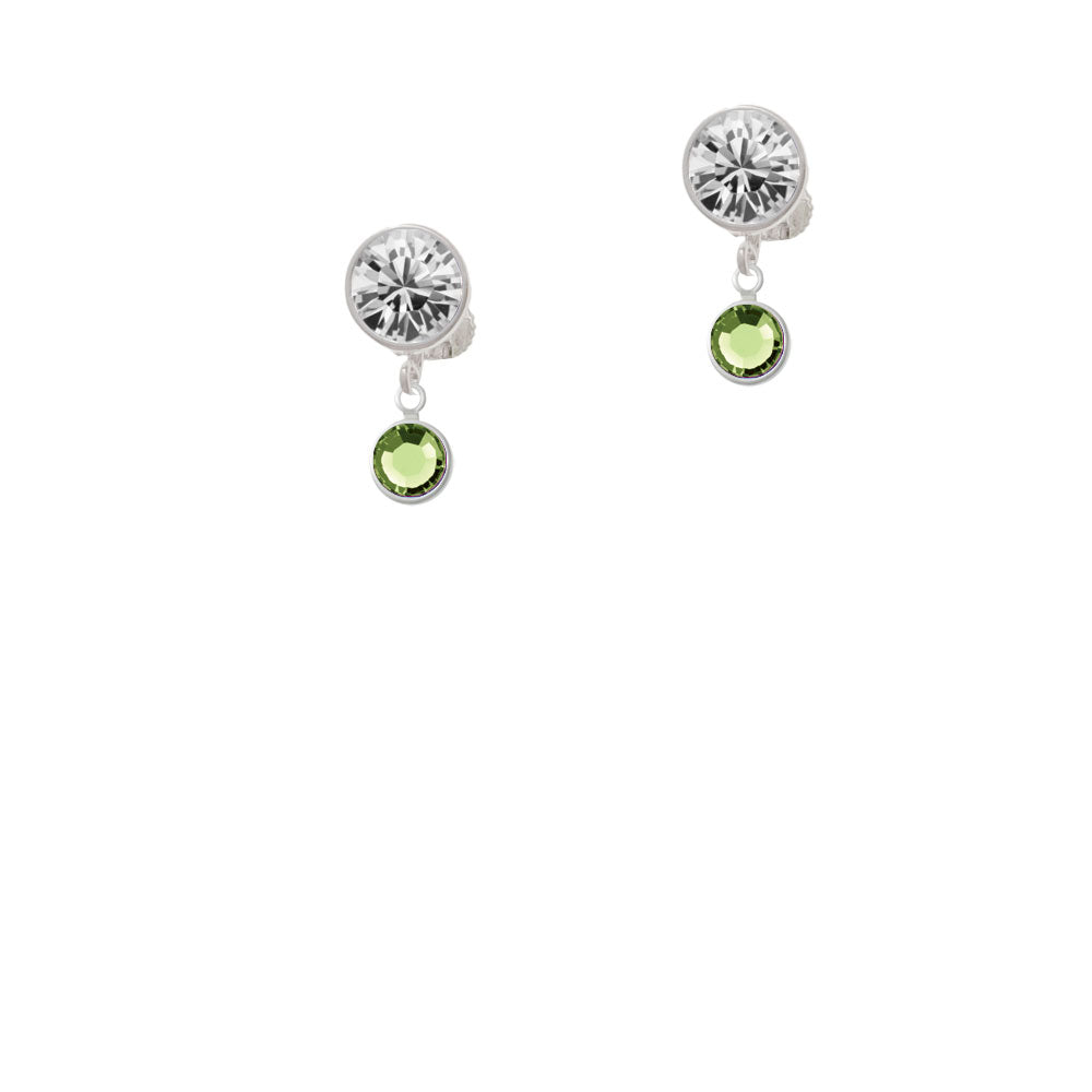 Crystal Lime Green Channel Drop Crystal Clip On Earrings Image 2