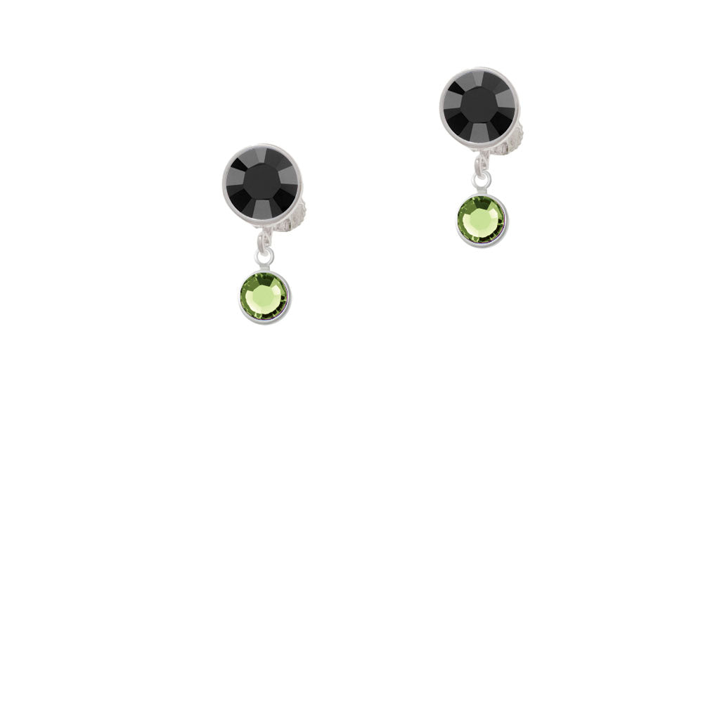 Crystal Lime Green Channel Drop Crystal Clip On Earrings Image 3