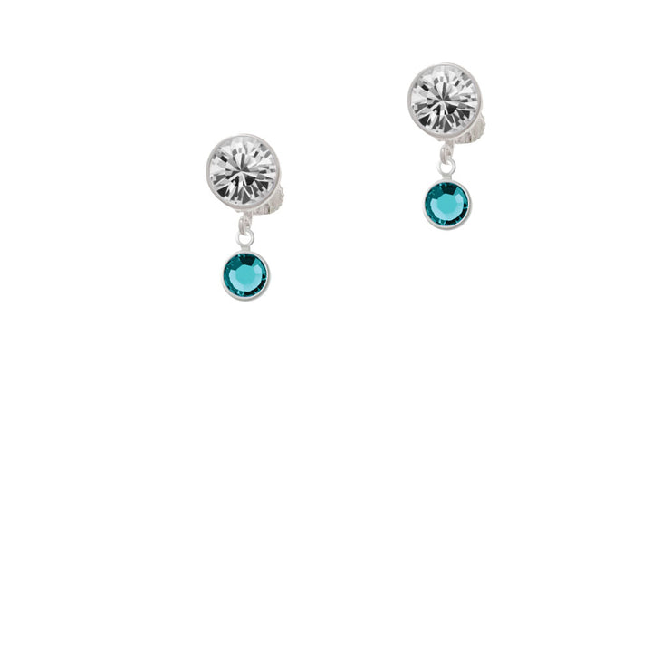 Crystal Teal Channel Drop Crystal Clip On Earrings Image 2