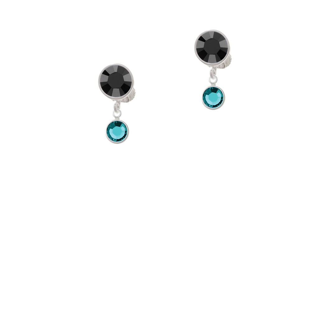 Crystal Teal Channel Drop Crystal Clip On Earrings Image 3