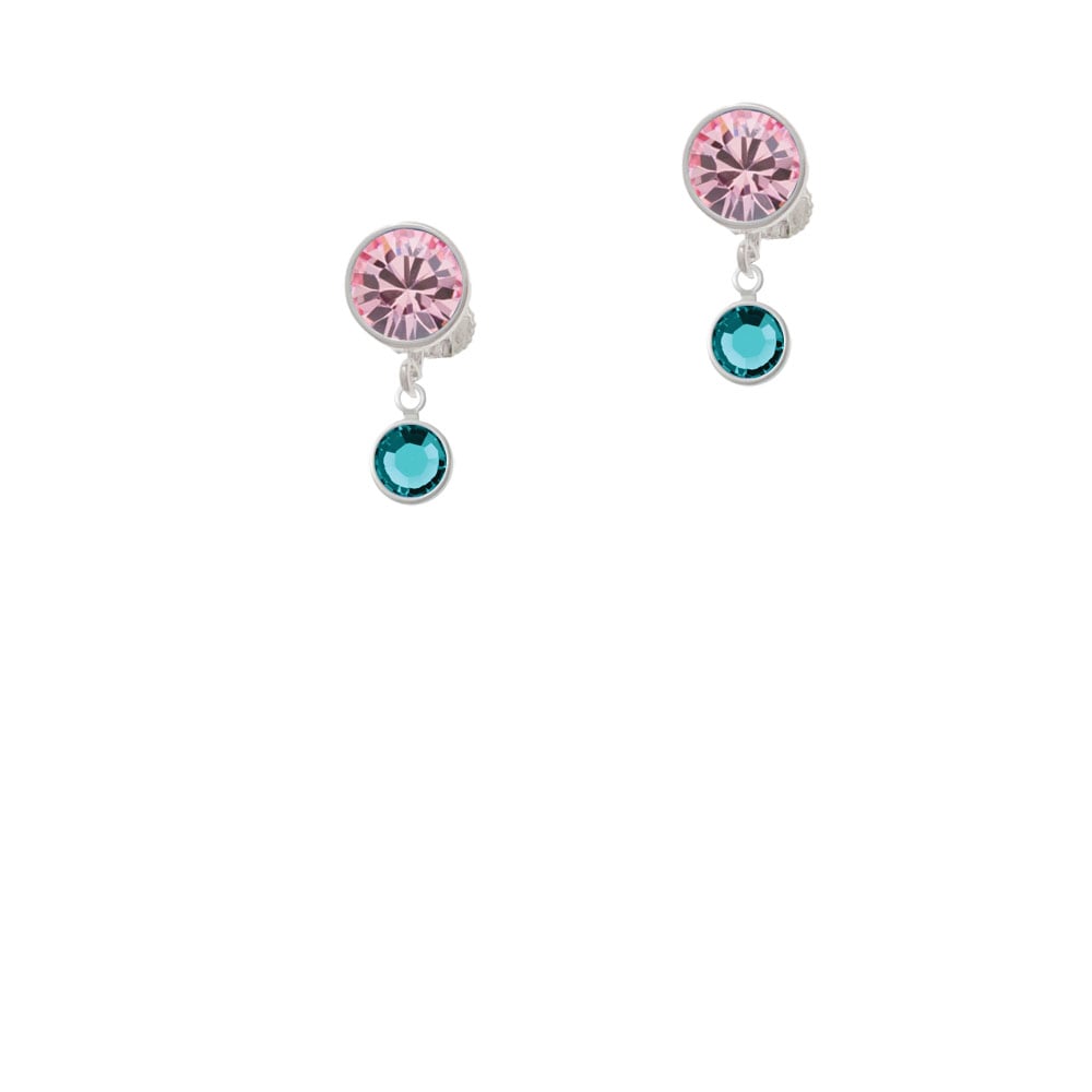 Crystal Teal Channel Drop Crystal Clip On Earrings Image 4