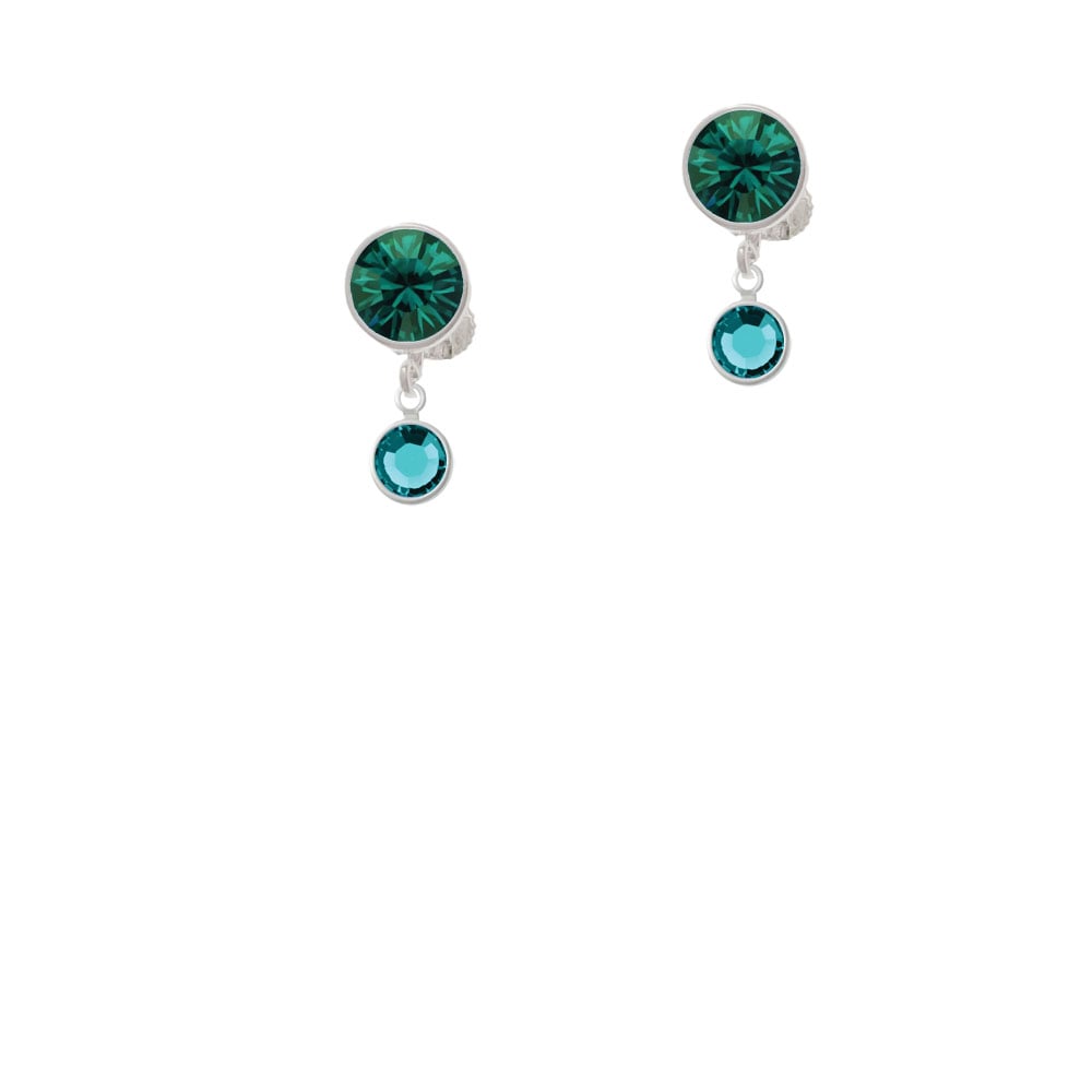 Crystal Teal Channel Drop Crystal Clip On Earrings Image 6