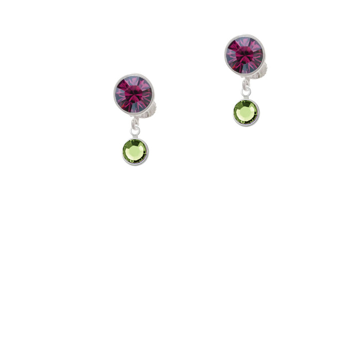 Crystal Lime Green Channel Drop Crystal Clip On Earrings Image 8