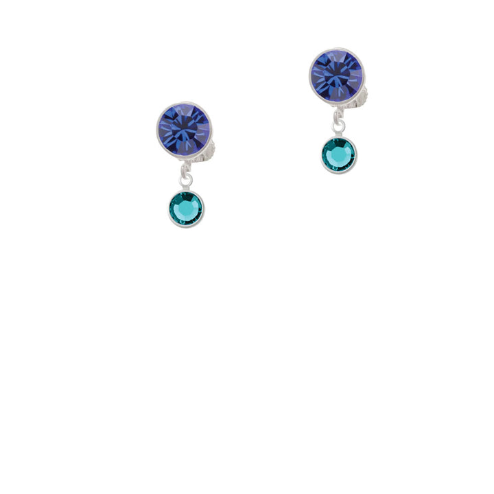 Crystal Teal Channel Drop Crystal Clip On Earrings Image 7