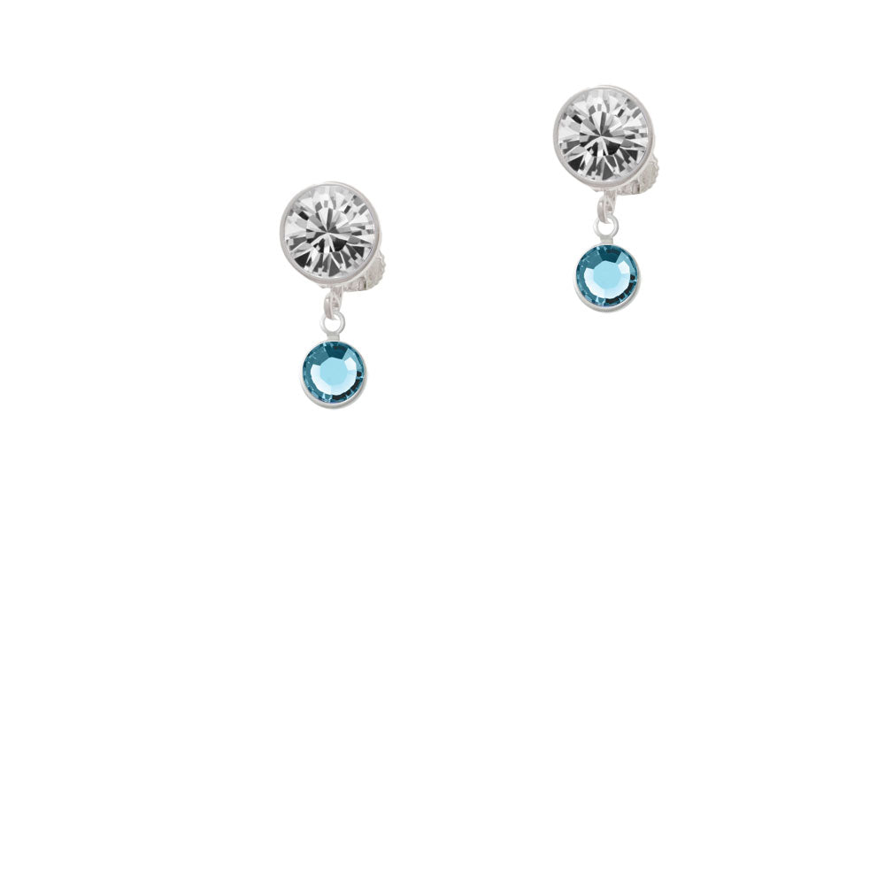 Crystal Hot Blue Channel Drop Crystal Clip On Earrings Image 2