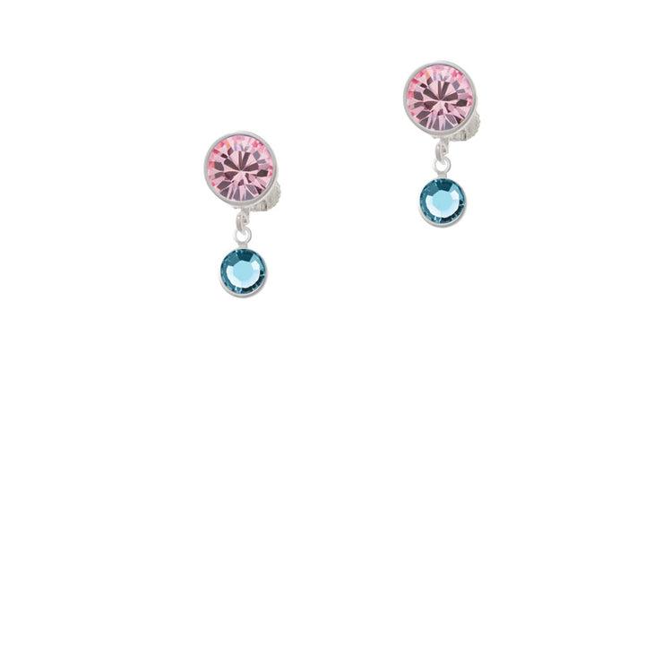 Crystal Hot Blue Channel Drop Crystal Clip On Earrings Image 4