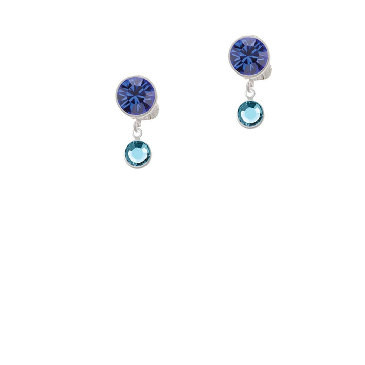 Crystal Hot Blue Channel Drop Crystal Clip On Earrings Image 7