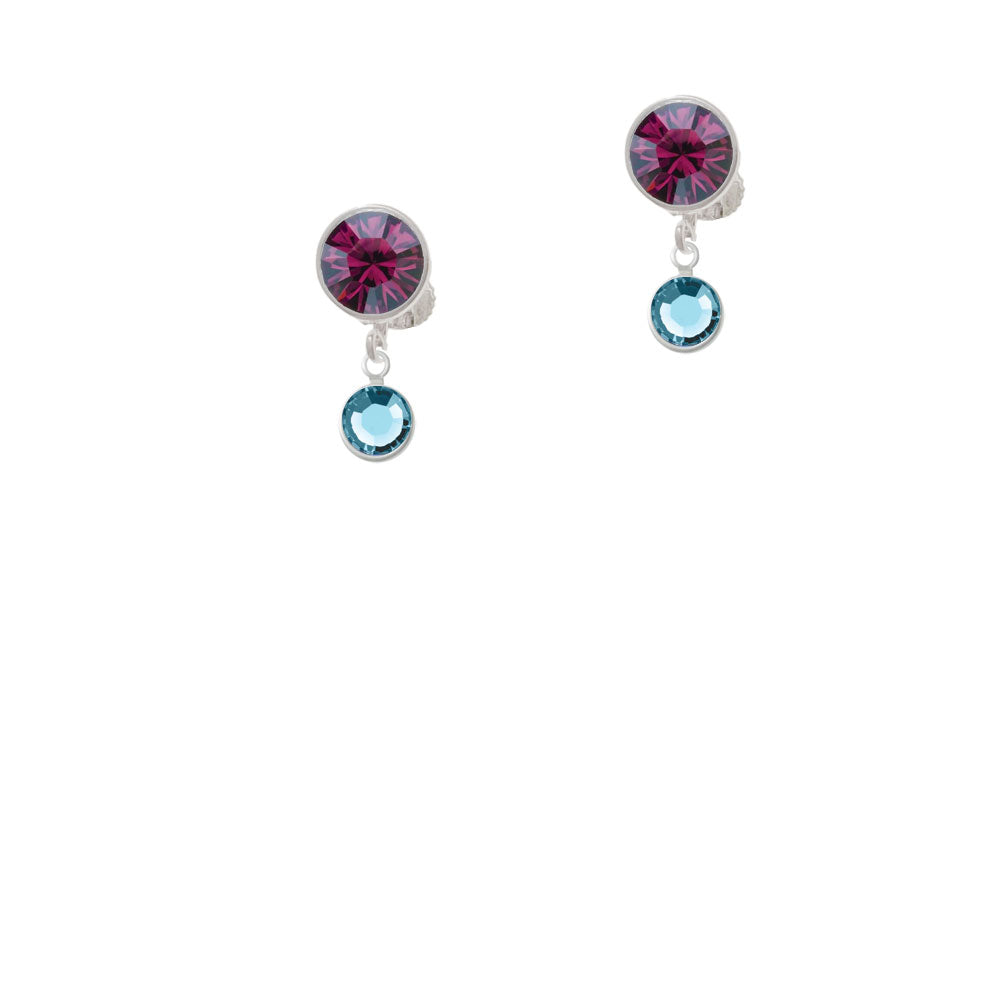 Crystal Hot Blue Channel Drop Crystal Clip On Earrings Image 8