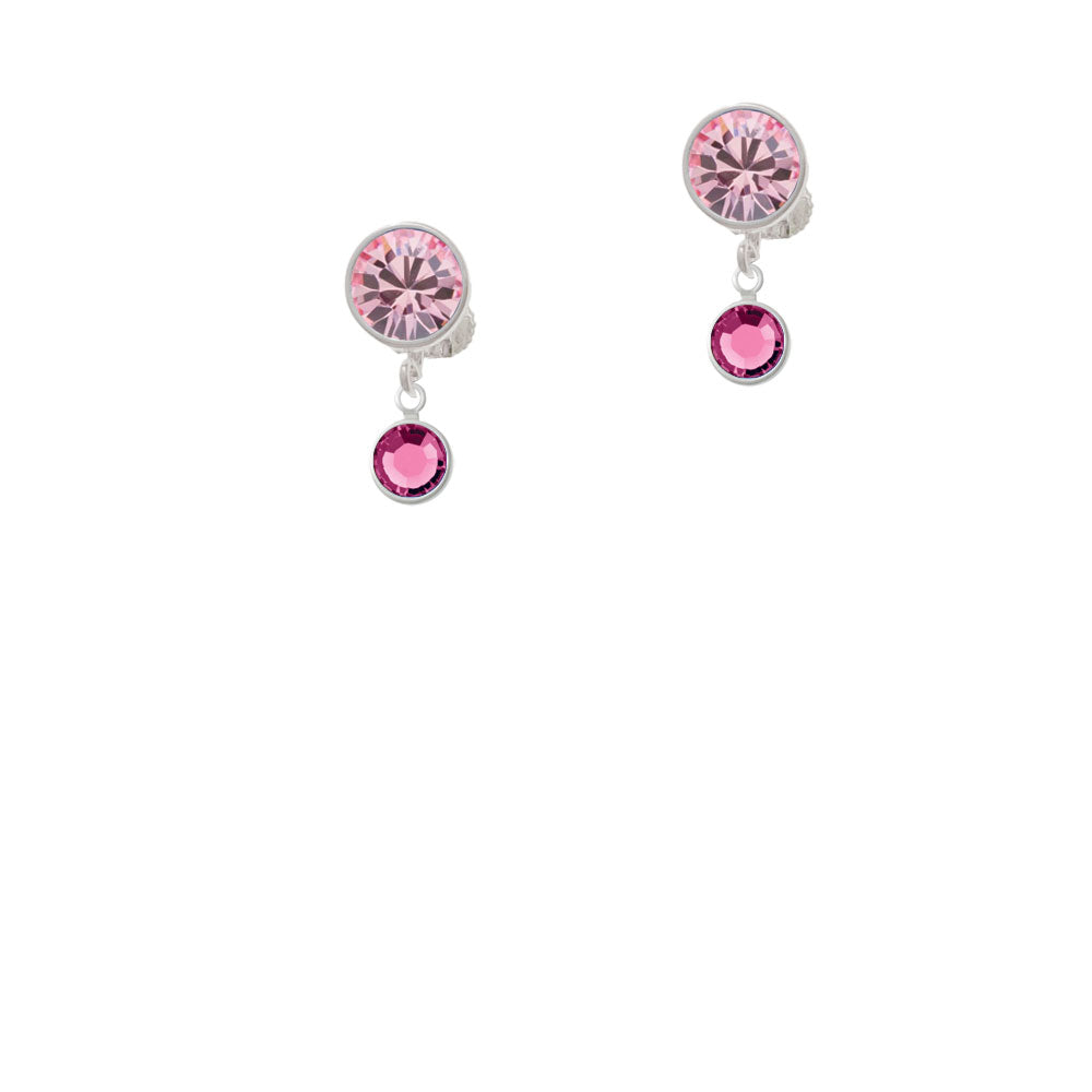 Crystal Hot Pink Channel Drop Crystal Clip On Earrings Image 4