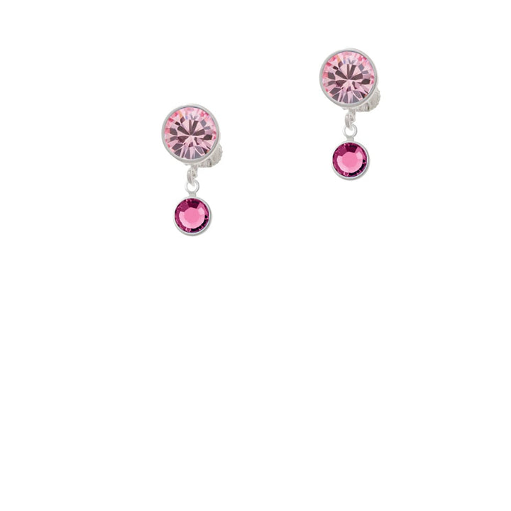 Crystal Hot Pink Channel Drop Crystal Clip On Earrings Image 1