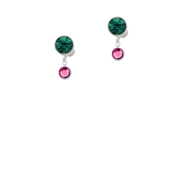 Crystal Hot Pink Channel Drop Crystal Clip On Earrings Image 6