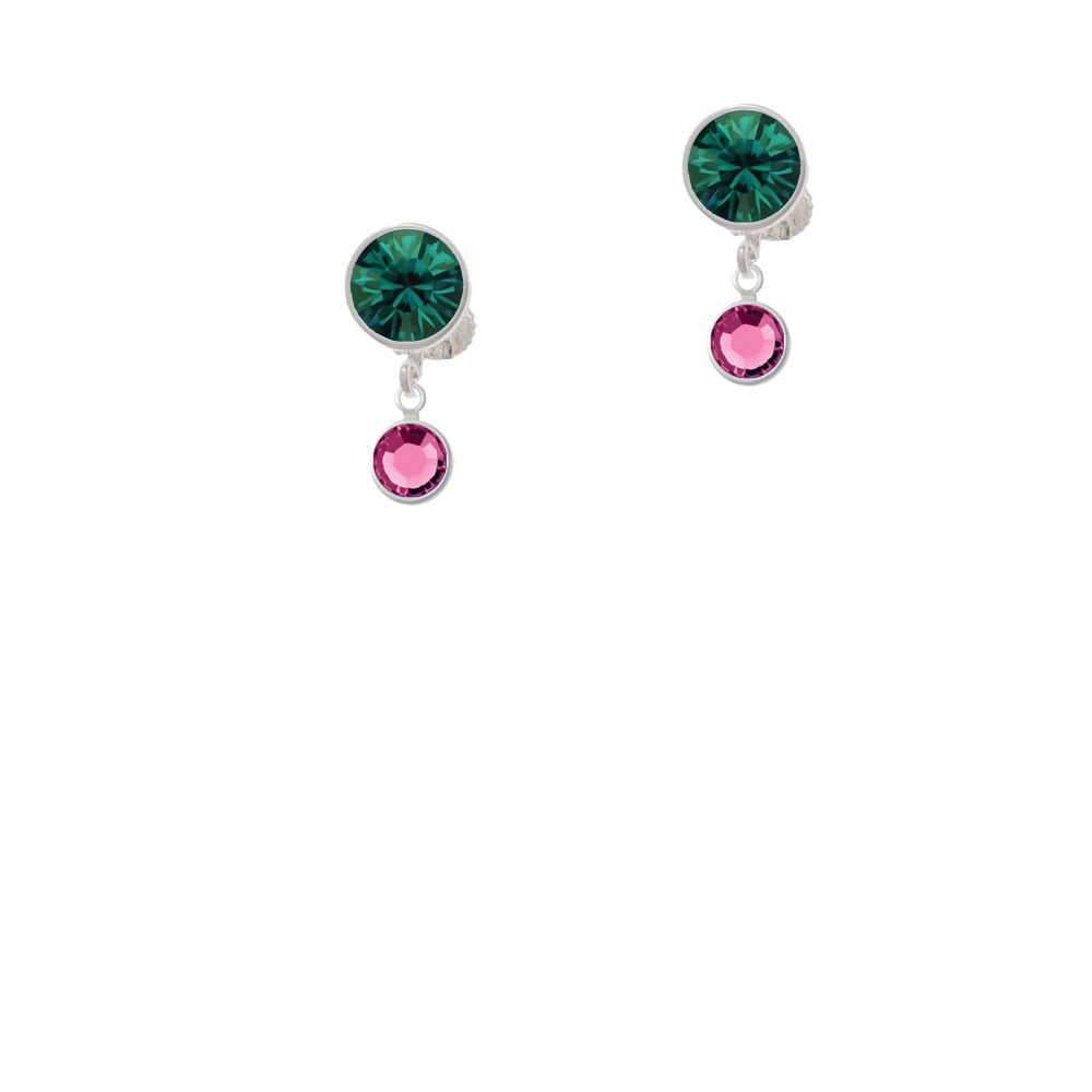 Crystal Hot Pink Channel Drop Crystal Clip On Earrings Image 1