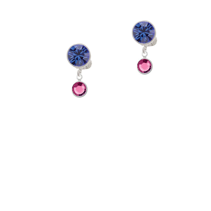 Crystal Hot Pink Channel Drop Crystal Clip On Earrings Image 7