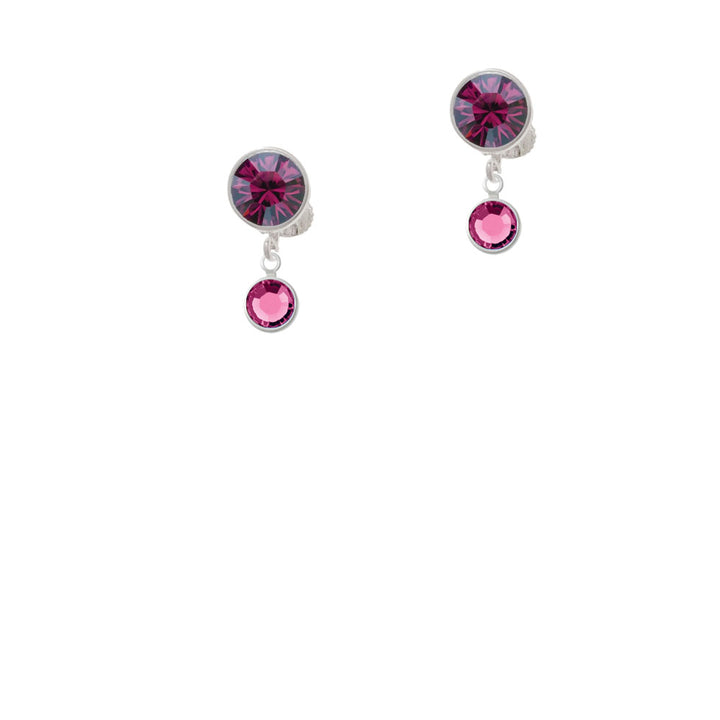 Crystal Hot Pink Channel Drop Crystal Clip On Earrings Image 8