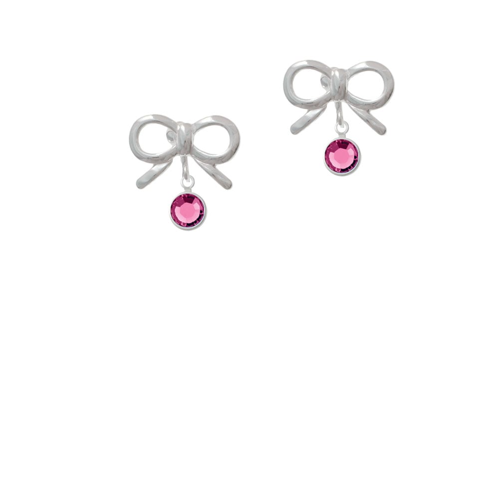 Crystal Hot Pink Channel Drop Crystal Clip On Earrings Image 9