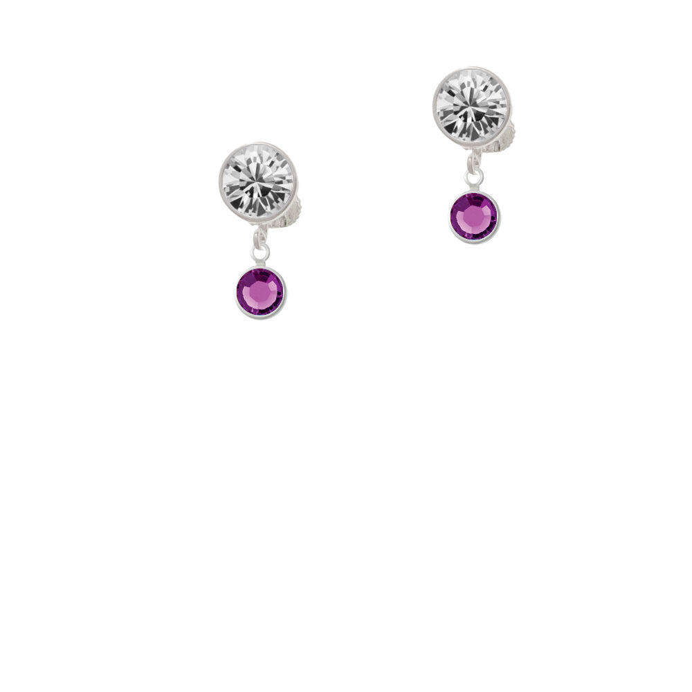 Crystal Purple Channel Drop Crystal Clip On Earrings Image 2