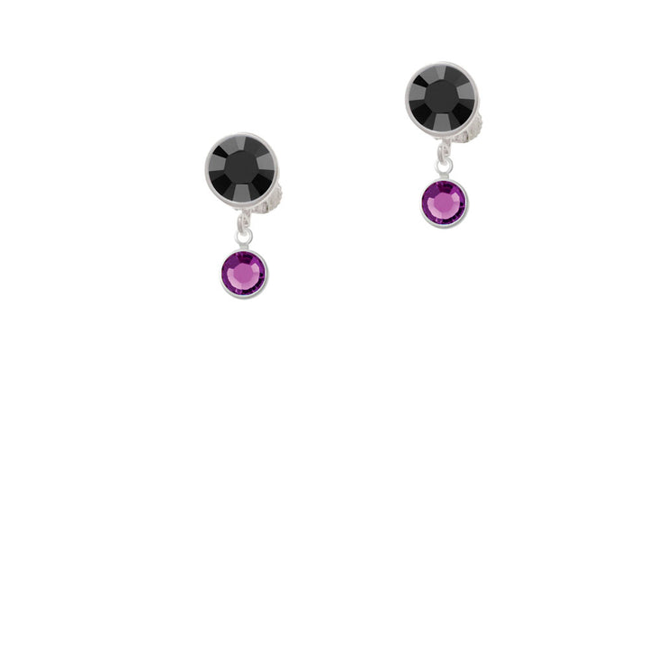 Crystal Purple Channel Drop Crystal Clip On Earrings Image 3