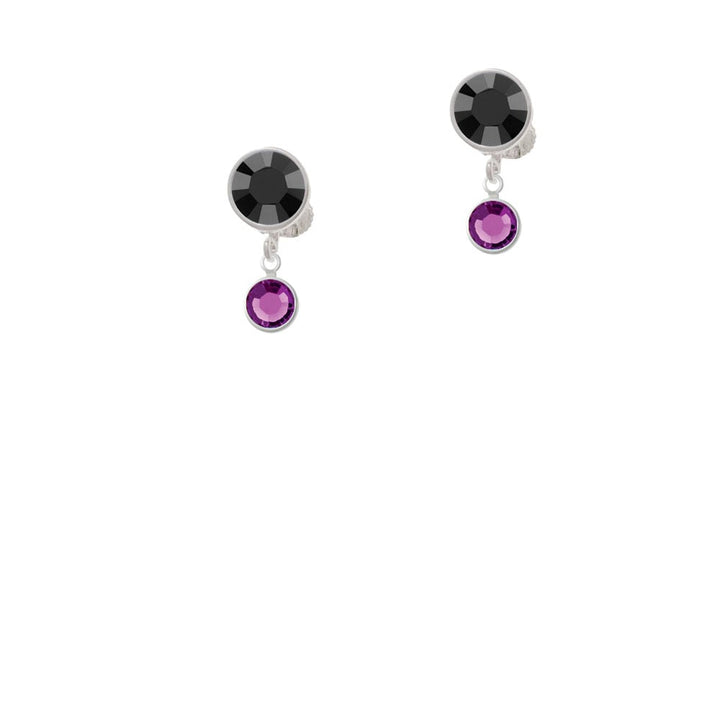 Crystal Purple Channel Drop Crystal Clip On Earrings Image 1