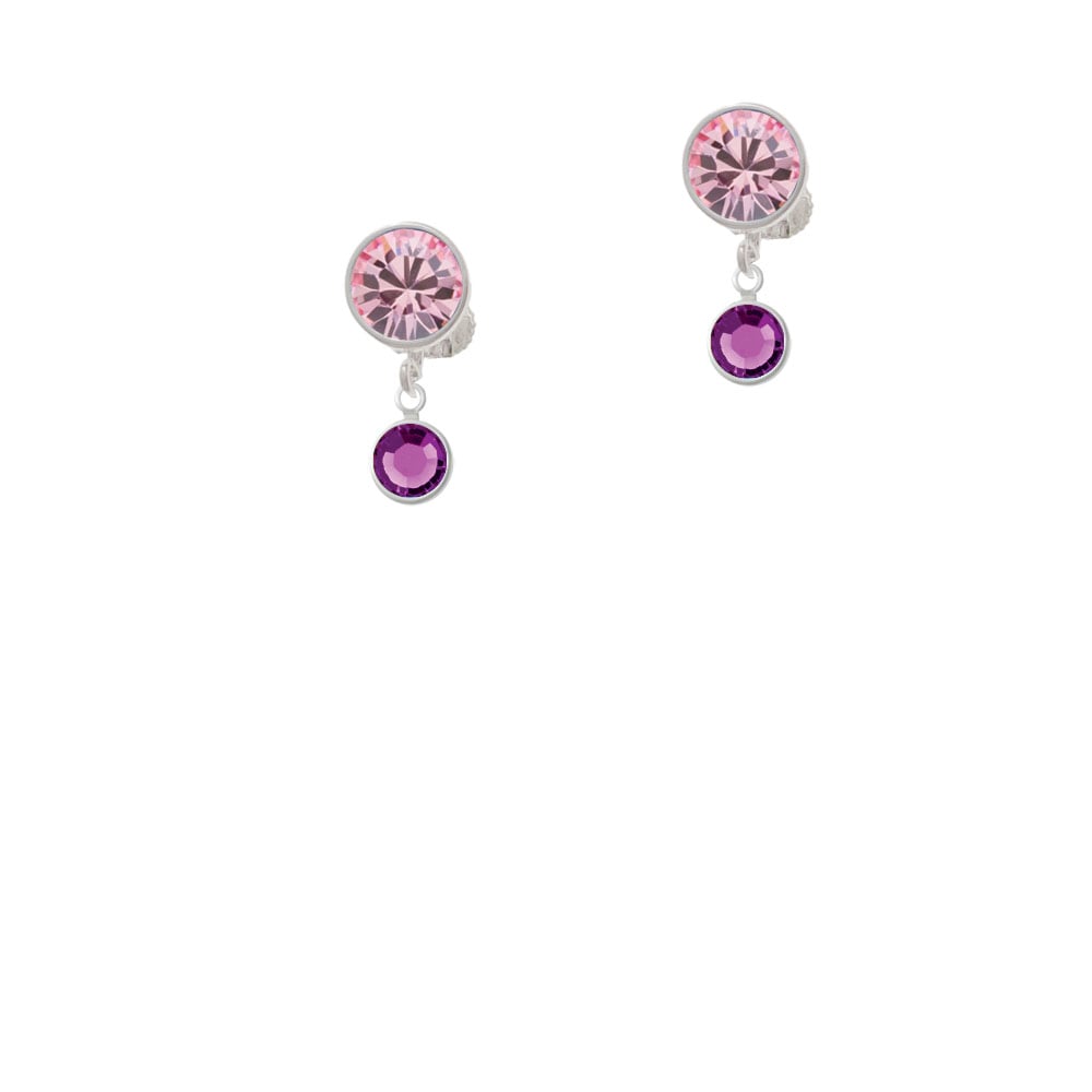 Crystal Purple Channel Drop Crystal Clip On Earrings Image 4