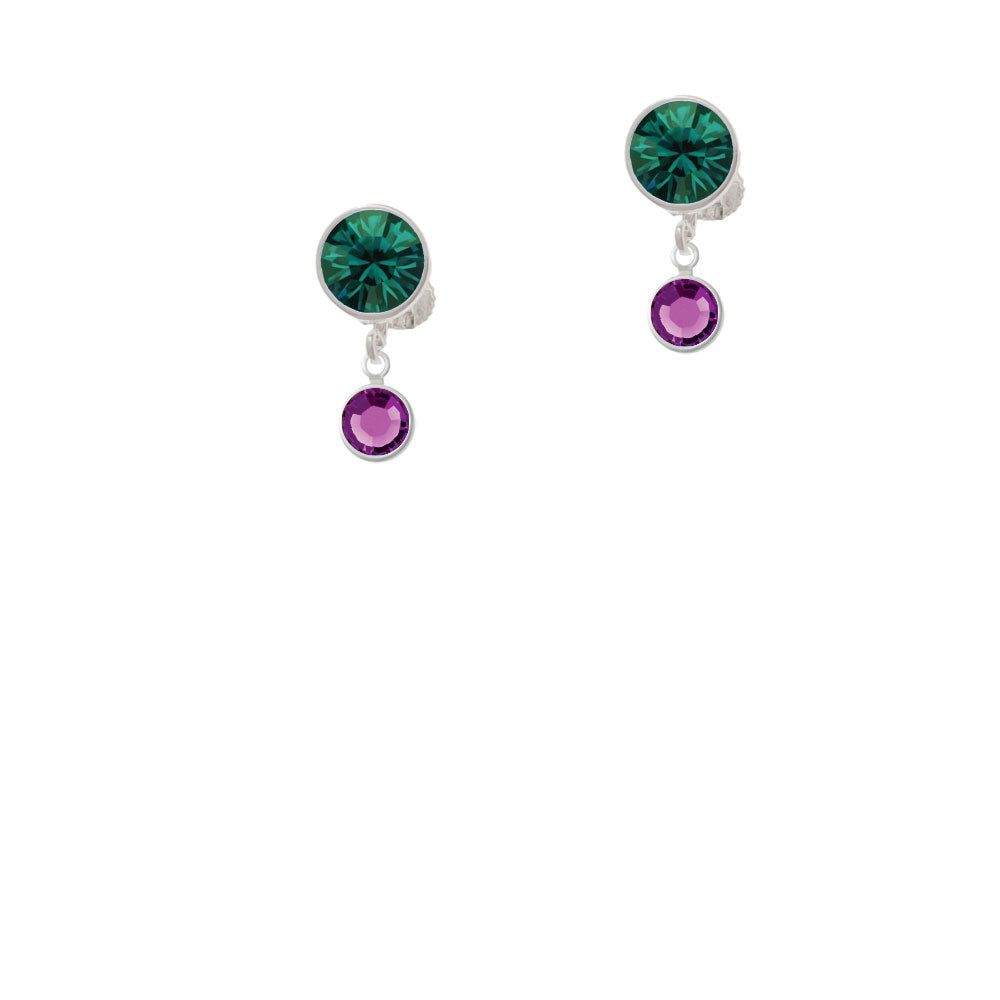 Crystal Purple Channel Drop Crystal Clip On Earrings Image 6