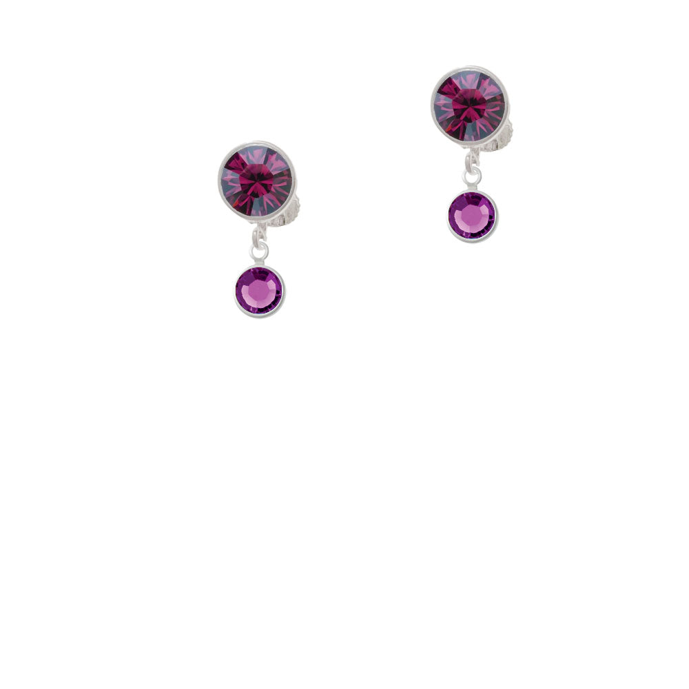 Crystal Purple Channel Drop Crystal Clip On Earrings Image 8