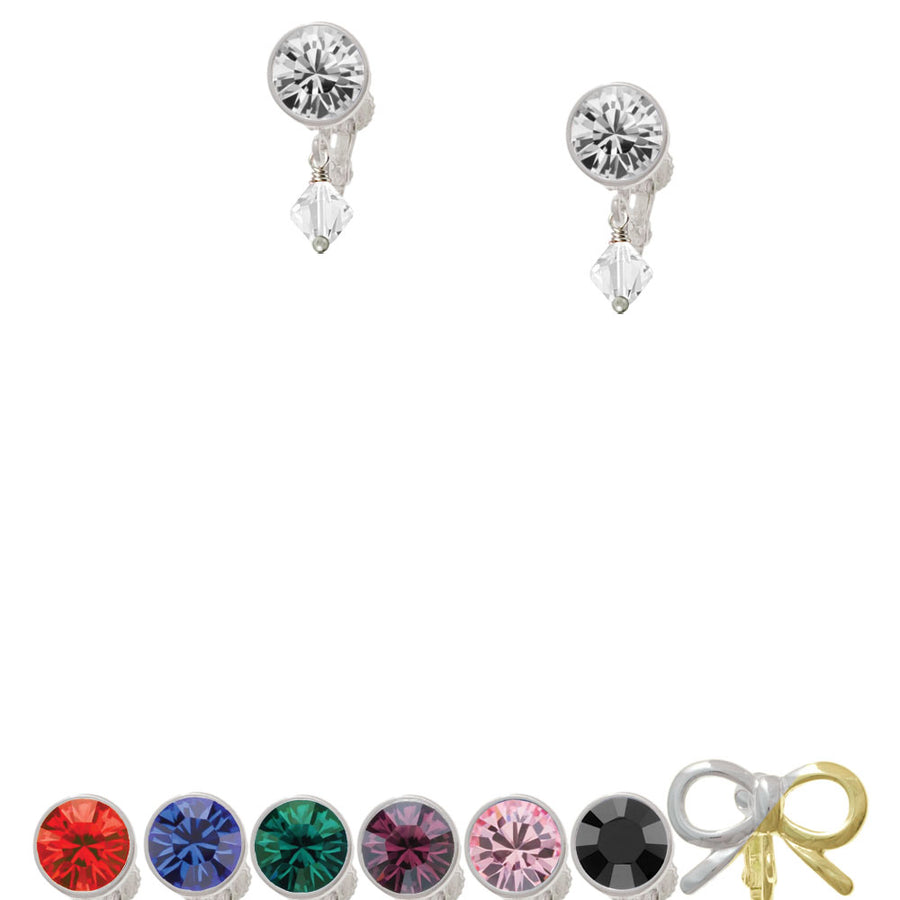 April - Clear - 6mm Crystal Bicone Crystal Clip On Earrings Image 1