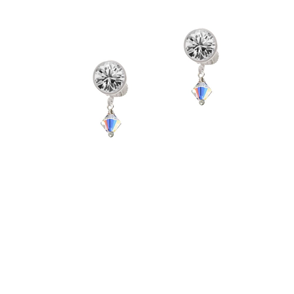 Clear AB - 6mm Crystal Bicone Crystal Clip On Earrings Image 1