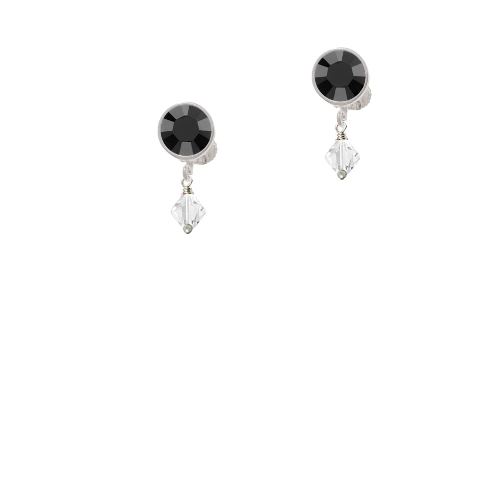 April - Clear - 6mm Crystal Bicone Crystal Clip On Earrings Image 3