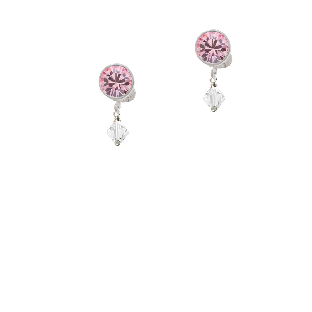 April - Clear - 6mm Crystal Bicone Crystal Clip On Earrings Image 4