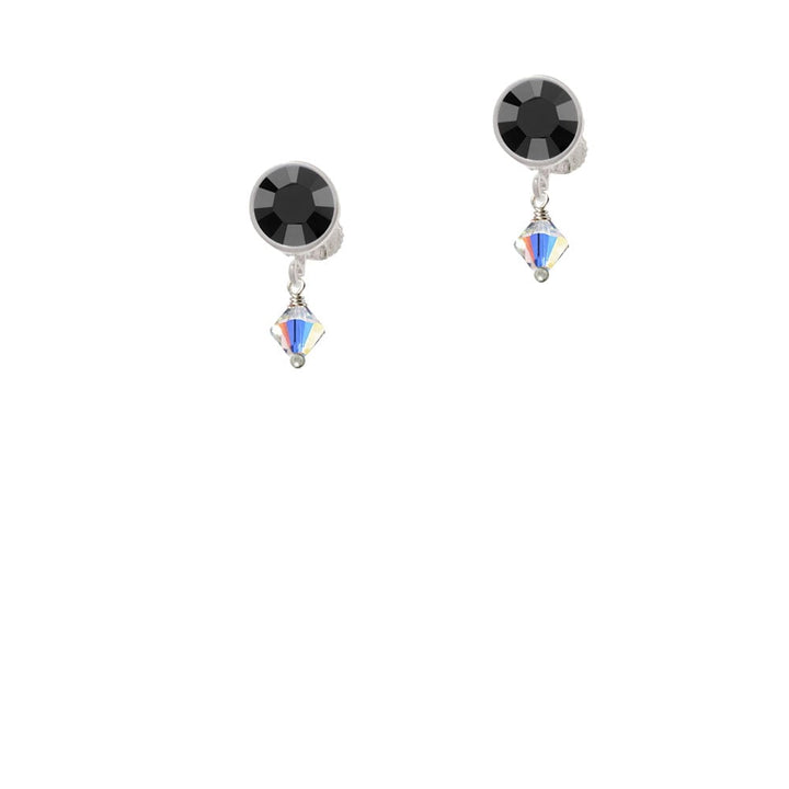 Clear AB - 6mm Crystal Bicone Crystal Clip On Earrings Image 1