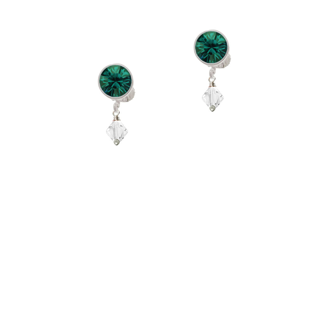April - Clear - 6mm Crystal Bicone Crystal Clip On Earrings Image 6