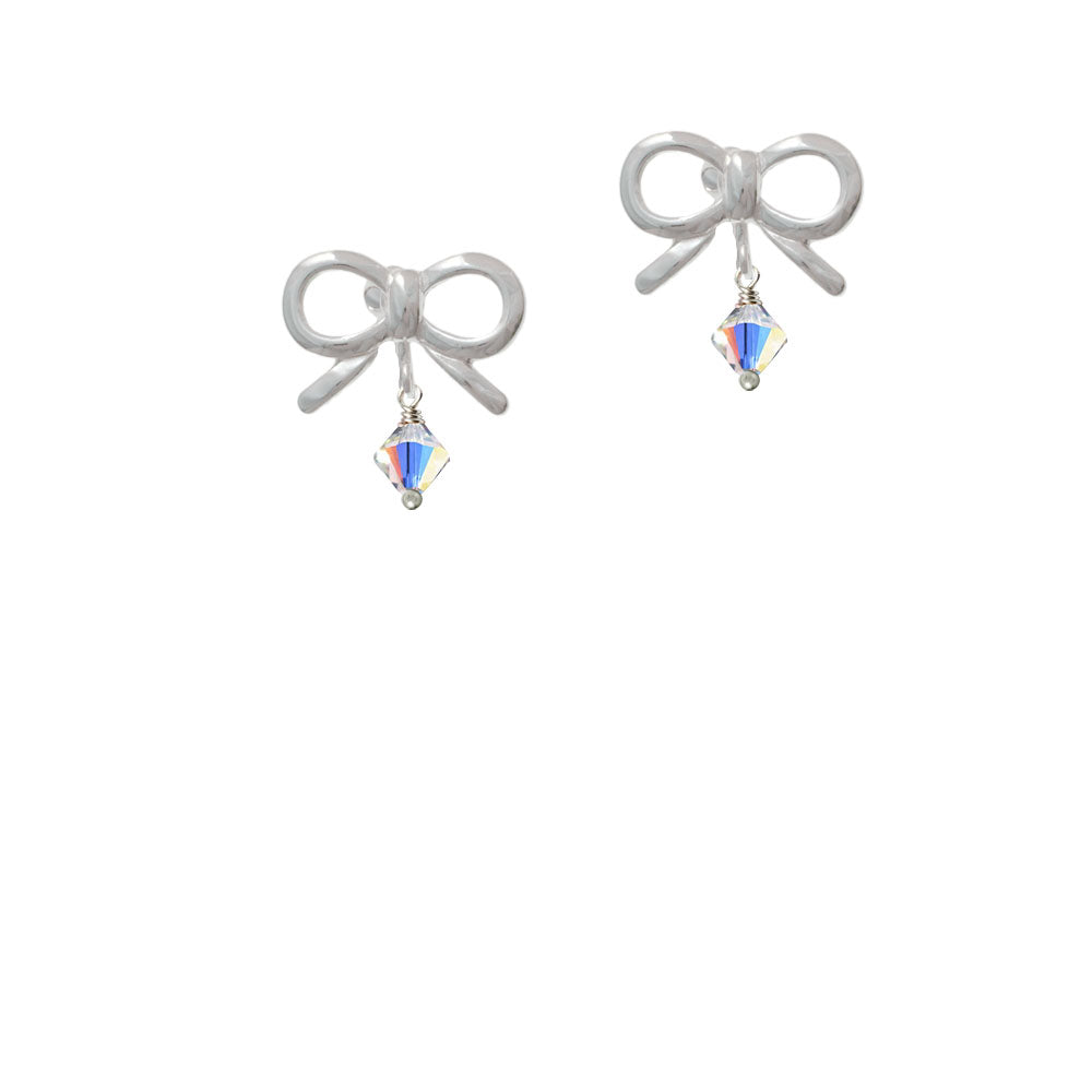 Clear AB - 6mm Crystal Bicone Crystal Clip On Earrings Image 9