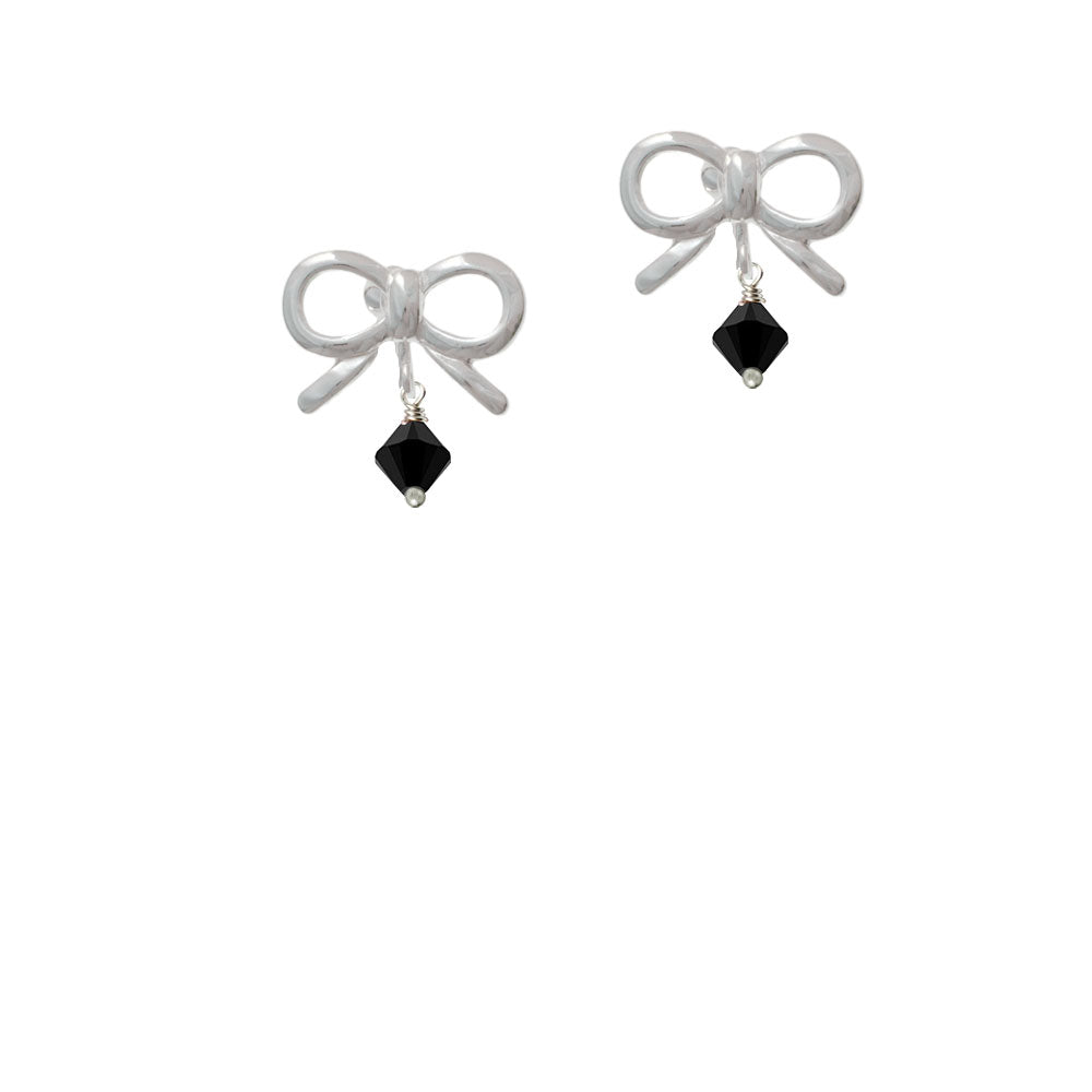 Black - 6mm Crystal Bicone Crystal Clip On Earrings Image 9
