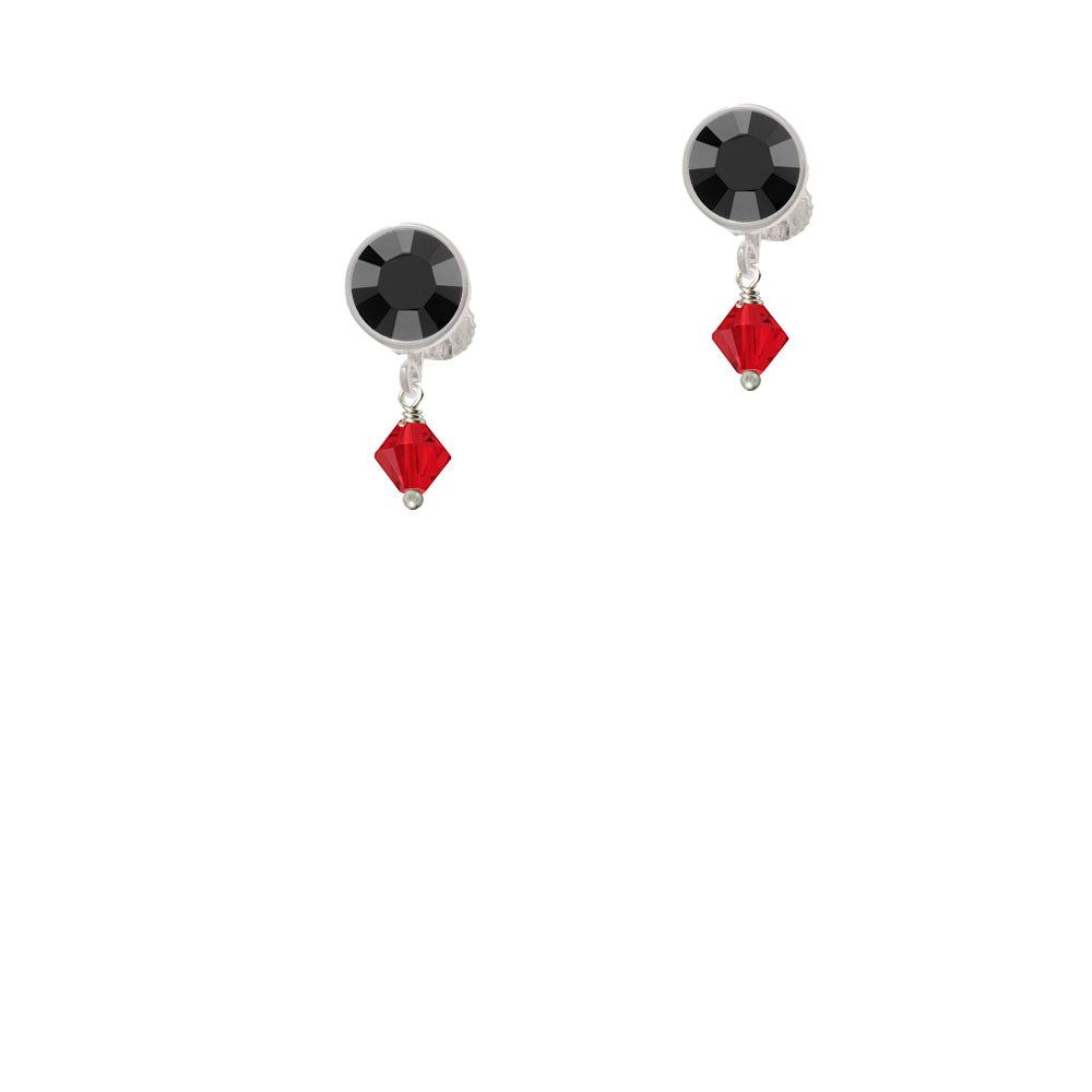 July - Red - 6mm Crystal Bicone Crystal Clip On Earrings Image 3