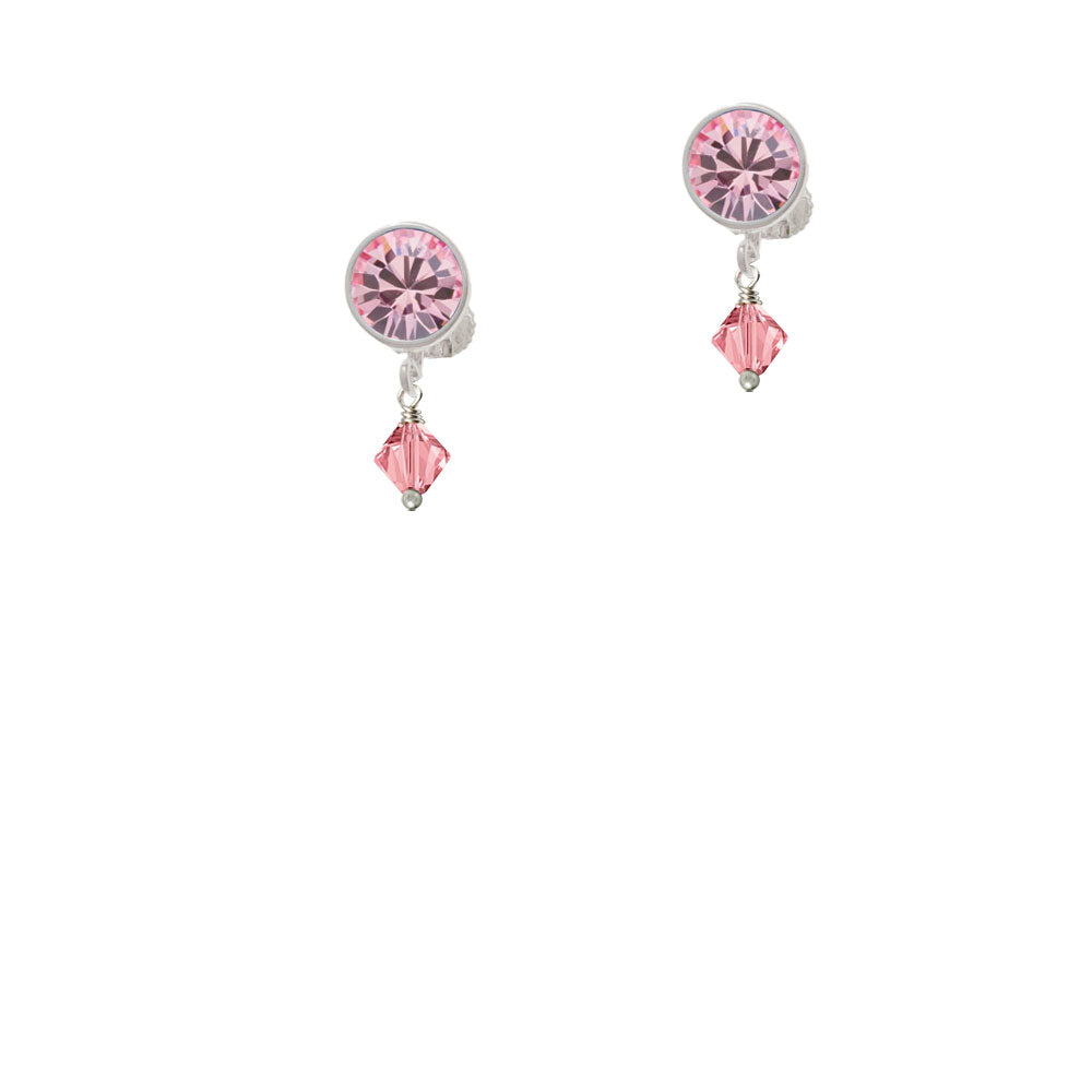 October - Hot Pink - 6mm Crystal Bicone Crystal Clip On Earrings Image 4