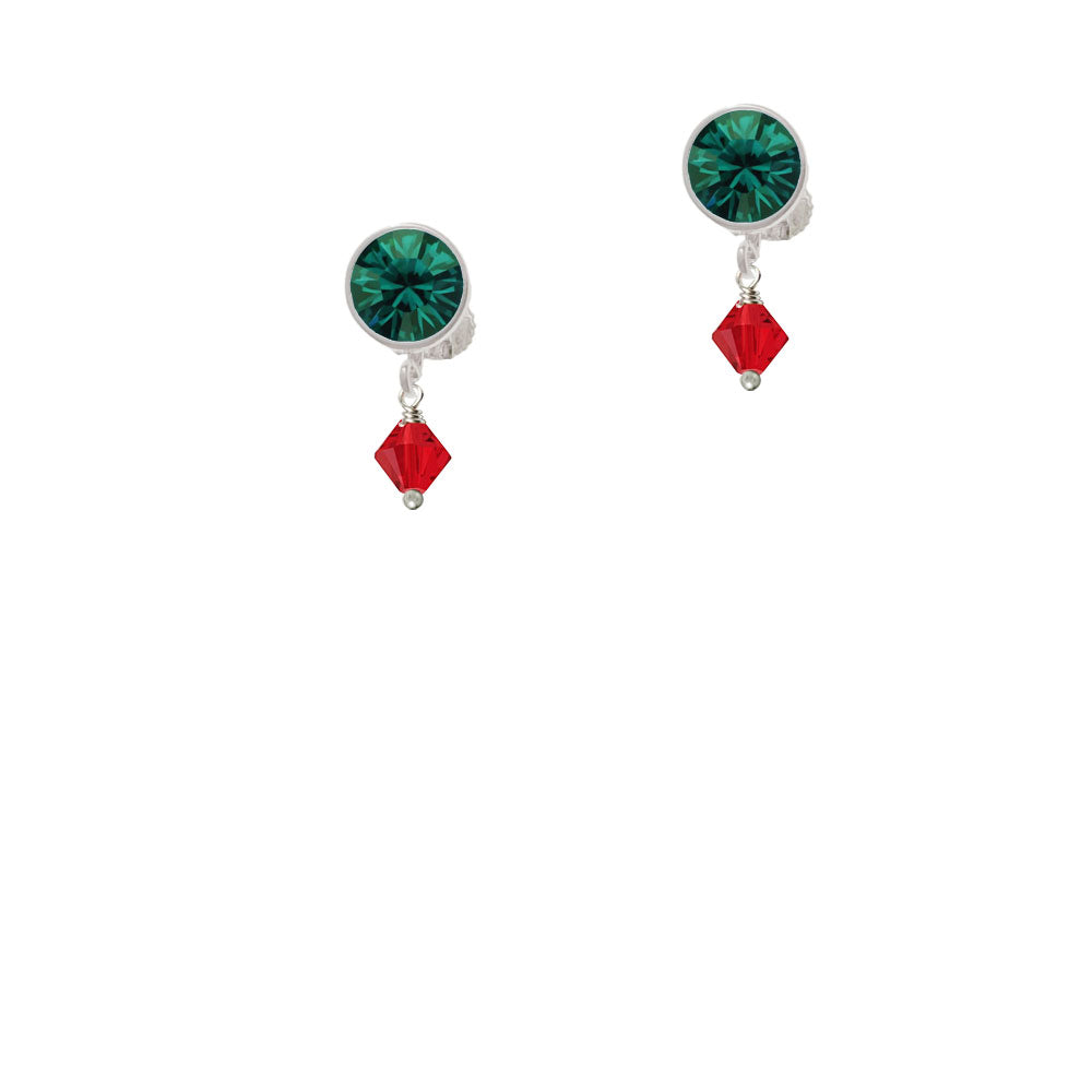 July - Red - 6mm Crystal Bicone Crystal Clip On Earrings Image 6