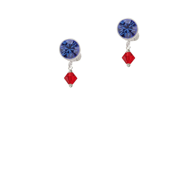 July - Red - 6mm Crystal Bicone Crystal Clip On Earrings Image 7