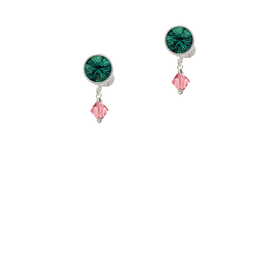 October - Hot Pink - 6mm Crystal Bicone Crystal Clip On Earrings Image 6