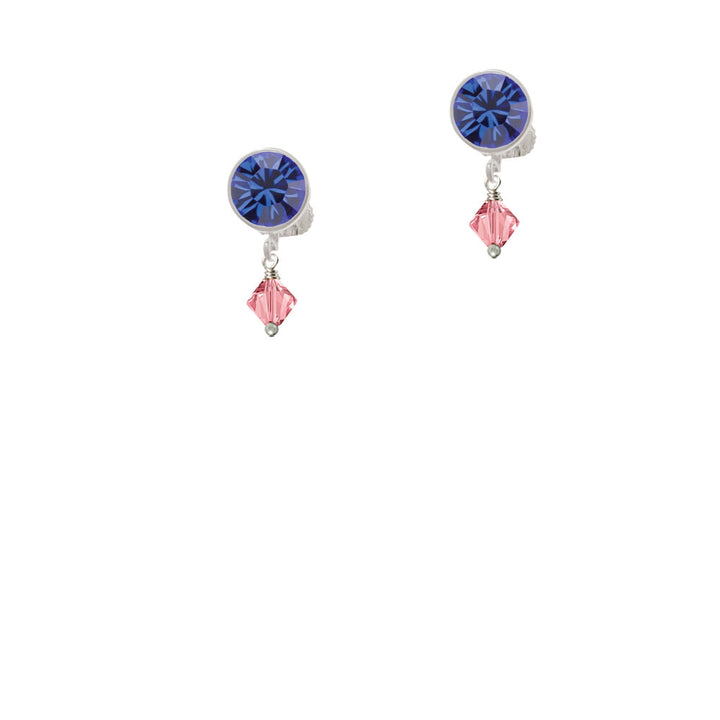 October - Hot Pink - 6mm Crystal Bicone Crystal Clip On Earrings Image 7