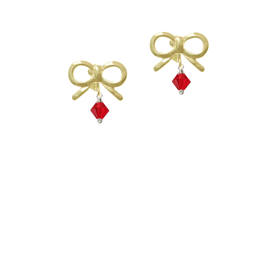 July - Red - 6mm Crystal Bicone Crystal Clip On Earrings Image 10