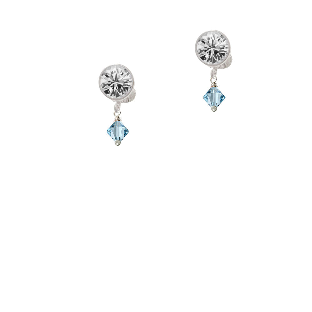 March - Hot Blue - 6mm Crystal Bicone Crystal Clip On Earrings Image 2