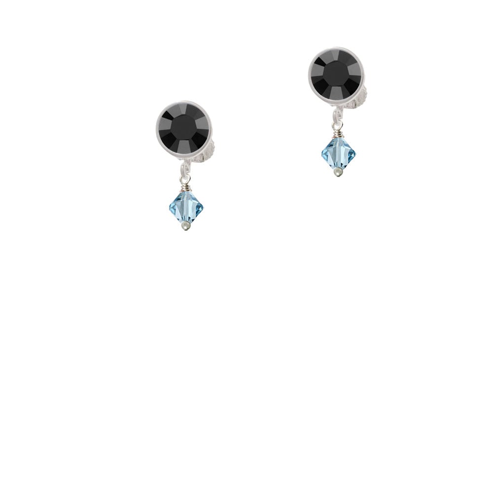 March - Hot Blue - 6mm Crystal Bicone Crystal Clip On Earrings Image 3