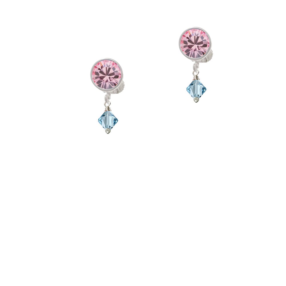 March - Hot Blue - 6mm Crystal Bicone Crystal Clip On Earrings Image 4