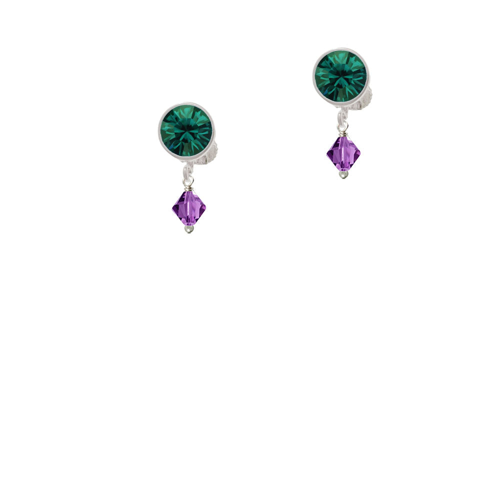 February - Purple - 6mm Crystal Bicone Crystal Clip On Earrings Image 6