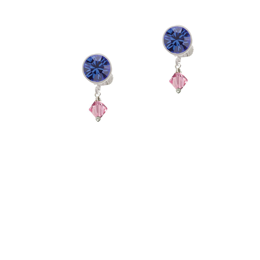 Pink - 6mm Crystal Bicone Crystal Clip On Earrings Image 7