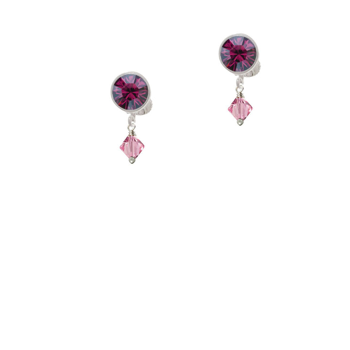 Pink - 6mm Crystal Bicone Crystal Clip On Earrings Image 8