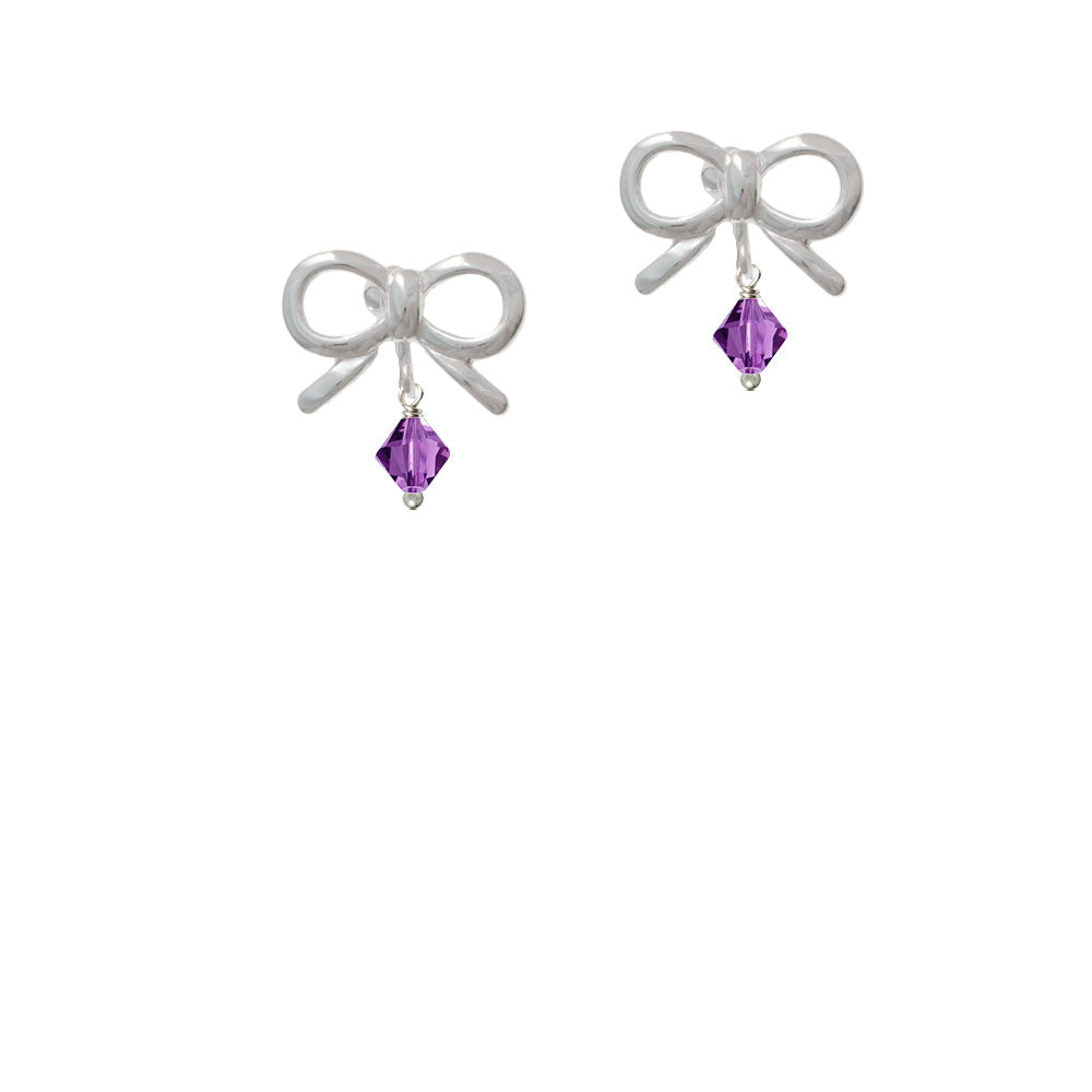 February - Purple - 6mm Crystal Bicone Crystal Clip On Earrings Image 9